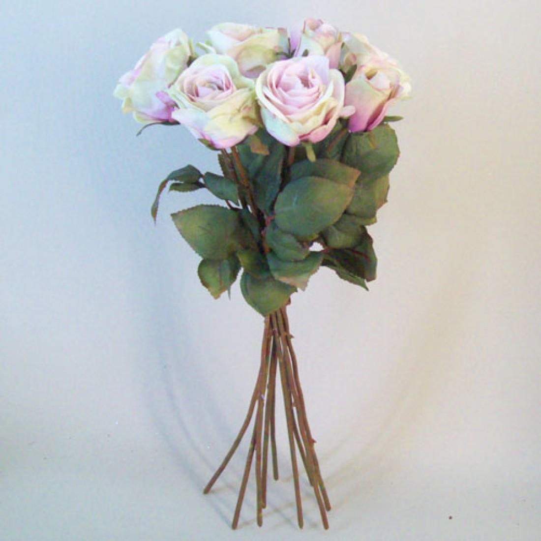 Artificial Roses Bouquet Pink Green 44cm Artificial Flowers
